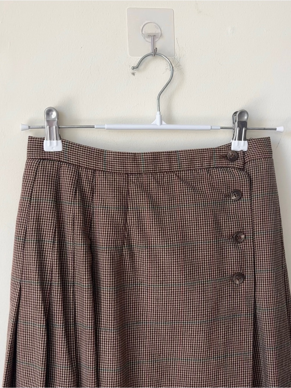 Vintage Ralph Lauren Blue Label 100% Wool Houndstooth Skirt Sz 8 Pleated MiUSA - Picture 3 of 16